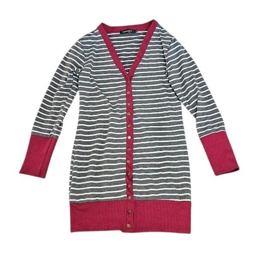 Merokeety White Black Striped Cardigan Size Small